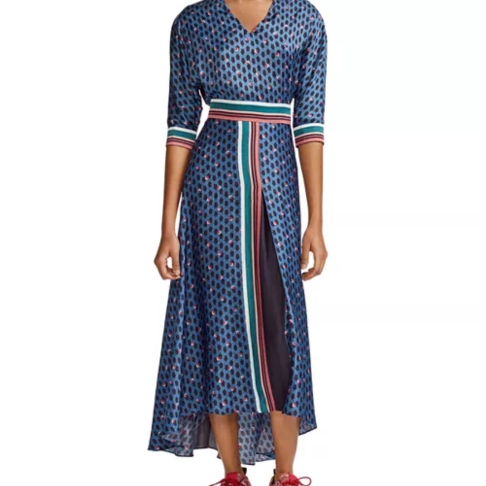 Maje Blue and Red Patterned Dress